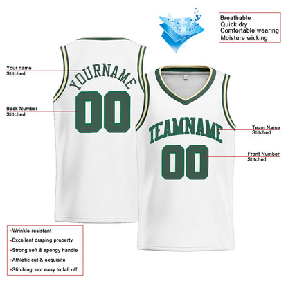 Benutzerdefinierte Authentisch  Basketball Trikot Weiß Grün