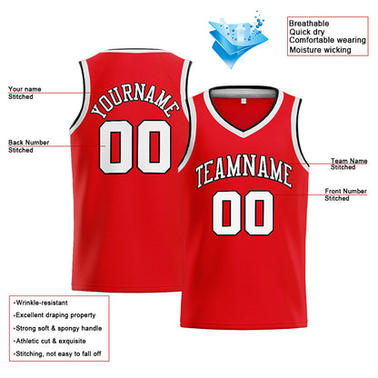 Benutzerdefinierte Authentisch  Basketball Trikot Rot-Weiß-Schwarz