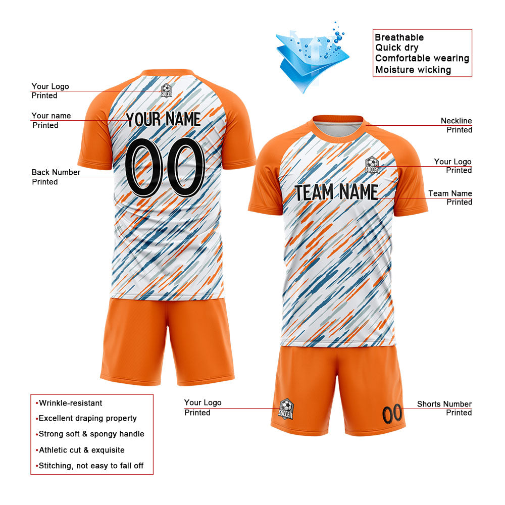 Benutzerdefinierte Fußballuniform Jersey Kinder Erwachsene Personalisiertes Set Jersey Shirt Orange