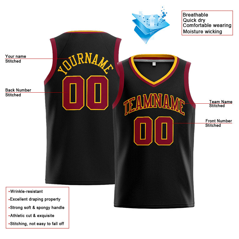 Benutzerdefinierte Authentisch  Basketball Trikot Schwarz-Purpur-Gelb