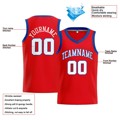 Benutzerdefinierte Authentisch  Basketball Trikot Rot-Royal-Weiß