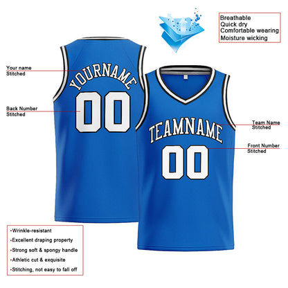 Benutzerdefinierte Authentisch  Basketball Trikot Blau-Weiß-Schwarz