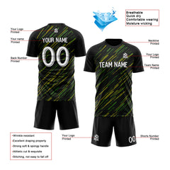 Benutzerdefinierte Fußballuniform Jersey Kinder Erwachsene Personalisiertes Set Jersey Shirt Schwarz