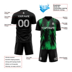 Benutzerdefinierte Fußballuniform Jersey Kinder Erwachsene Personalisiertes Set Jersey Shirt Schwarz