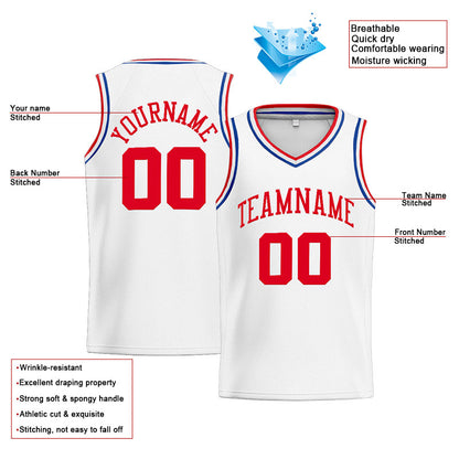 Benutzerdefinierte Authentisch  Basketball Trikot Weiß-Rot- königlich