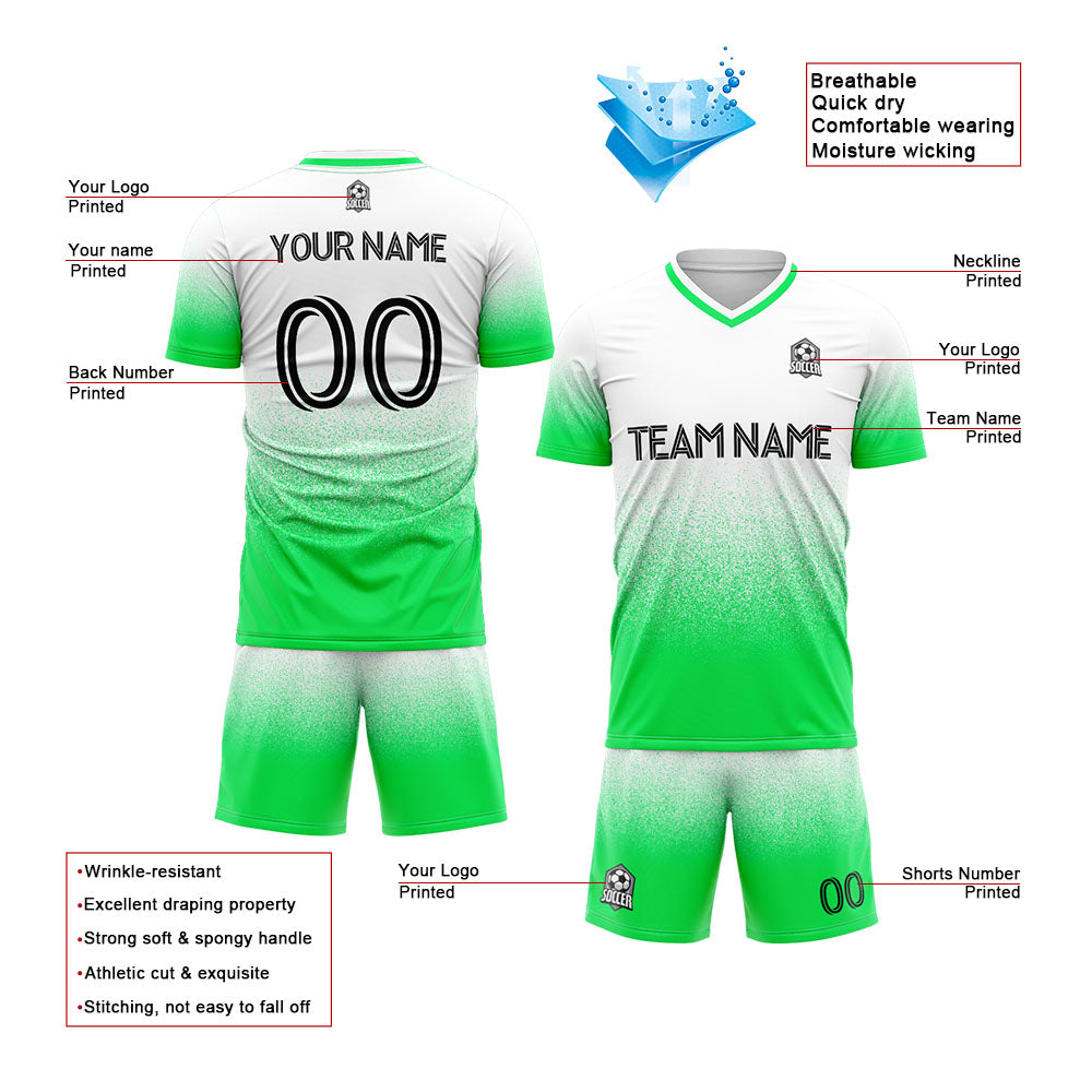 Benutzerdefinierte Fußballuniform Jersey Kinder Erwachsene Personalisiertes Set Jersey Shirt Grün