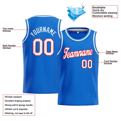 Benutzerdefinierte Authentisch  Basketball Trikot Blau-Weiß-Rot