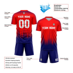 Benutzerdefinierte Fußballuniform Jersey Kinder Erwachsene Personalisiertes Set Jersey Shirt Rot