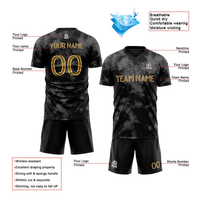 Angefertigte Schwarz Fußball-Trikots für Kinder und Erwachsene, personalisierte Fußball-T-Shirts mit Teamname, Nummer und Logo