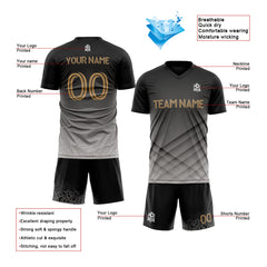 Benutzerdefinierte Fußballuniform Jersey Kinder Erwachsene Personalisiertes Set Jersey Shirt Schwarz