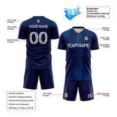 Benutzerdefinierte Fußballuniform Jersey Kinder Erwachsene Personalisiertes Set Jersey Shirt Blau