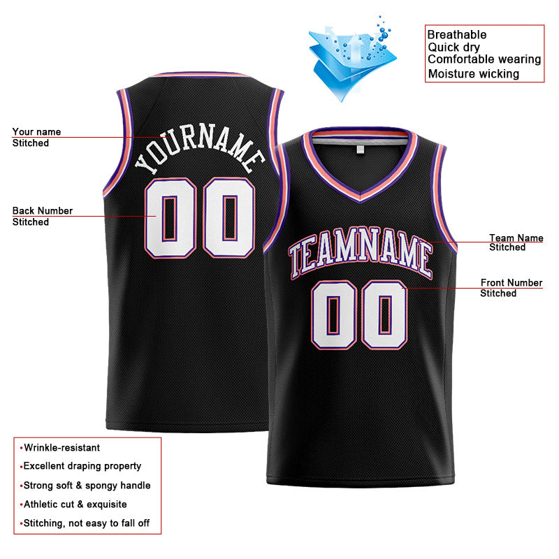 Benutzerdefinierte Authentisch  Basketball Trikot Schwarz-Weiss