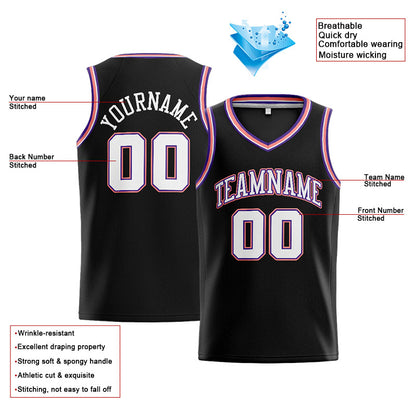 Benutzerdefinierte Authentisch  Basketball Trikot Schwarz-Weiss