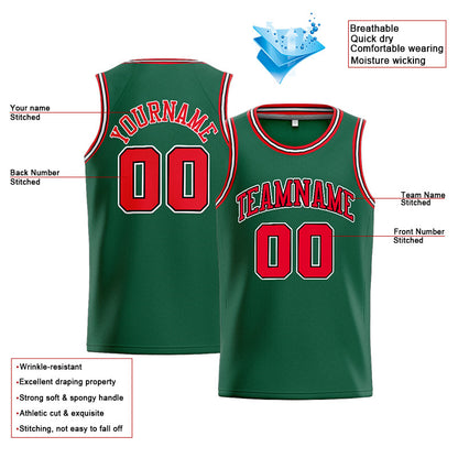 Benutzerdefinierte Authentisch  Basketball Trikot Grün-Rot