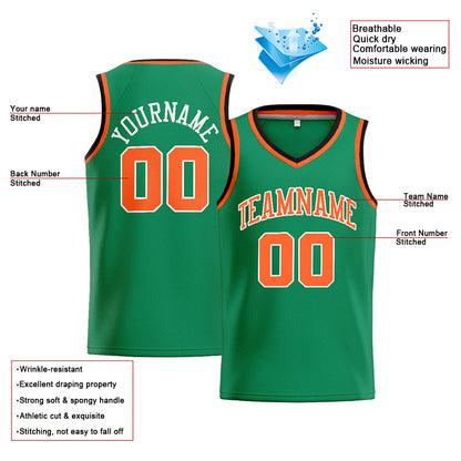 Benutzerdefinierte Authentisch  Basketball Trikot Kelly Grün-Orange-Weiß-Schwarz