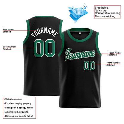 Benutzerdefinierte Authentisch  Basketball Trikot Schwarz-Kelly Grün-Weiß