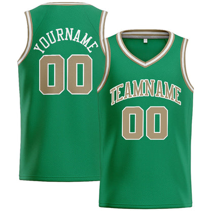 Benutzerdefinierte Authentisch  Basketball Trikot Kelly Grün-Gold-Weiß