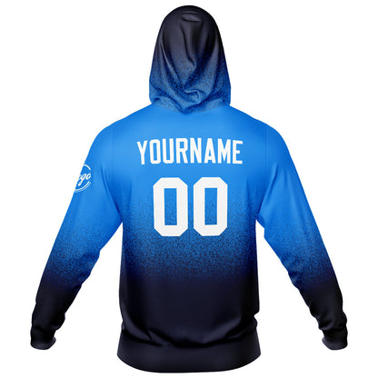 Benutzerdefiniert Gradient Sport Jersey Satz Trainingsanzug Zur Seite fahren Kapuzenpullover Oberteile und Hose Satz Marine- Blau- Weiß