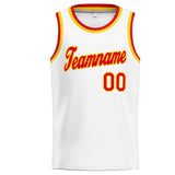 Benutzerdefinierte Authentisch  Basketball Trikot Weiß-Rot-Gelb