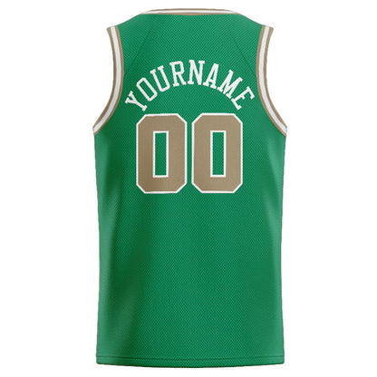 Benutzerdefinierte Authentisch  Basketball Trikot Kelly Grün-Gold-Weiß