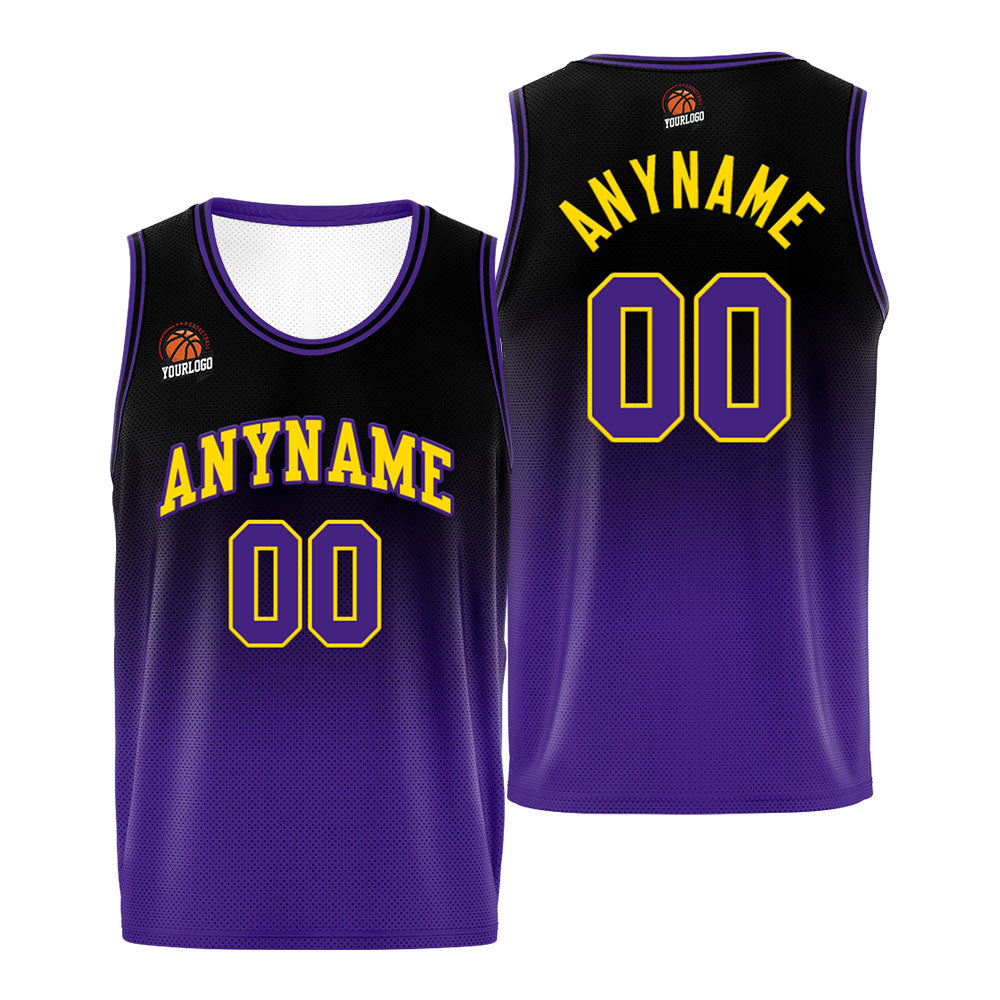 Benutzerdefinierte Basketball Jersey personalisiert genäht Name&Number&Logo Lila&Schwarz