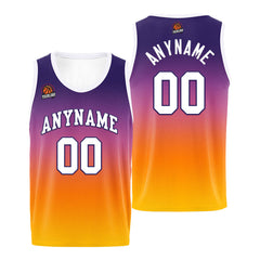 Benutzerdefinierte Basketball Jersey personalisiert genäht Name&Number&Logo Lila&Orange