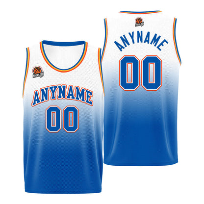 Benutzerdefinierte Basketball Jersey personalisiert genäht Name&Number&Logo Orange&Blau
