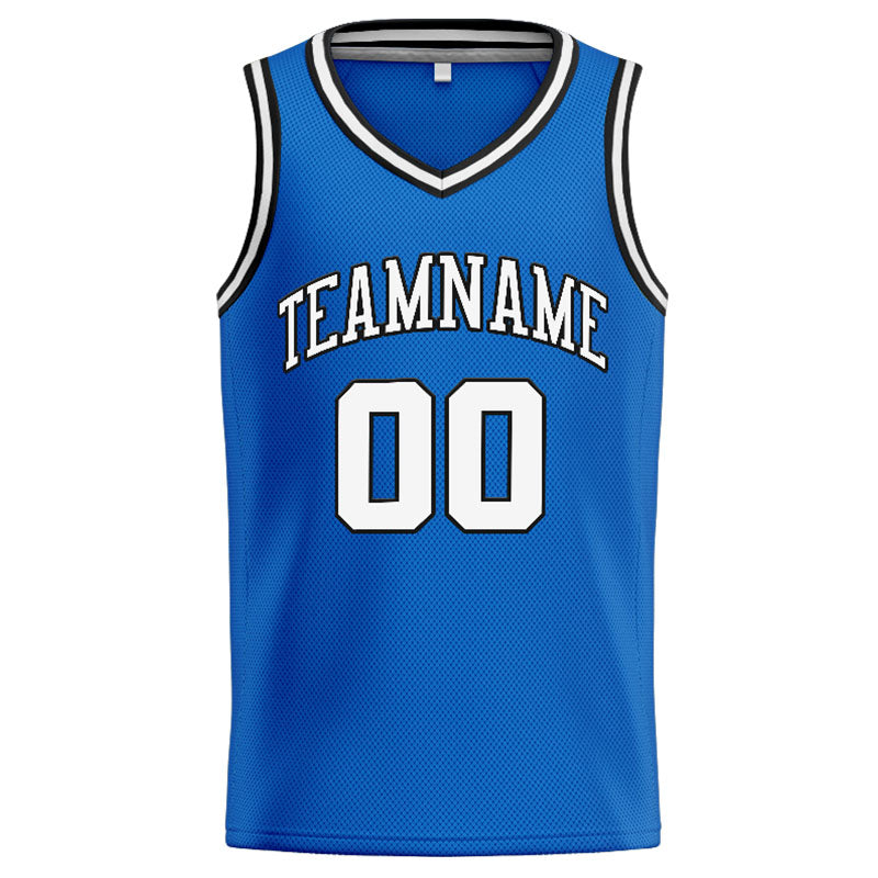 Benutzerdefinierte Authentisch  Basketball Trikot Blau-Weiß-Schwarz