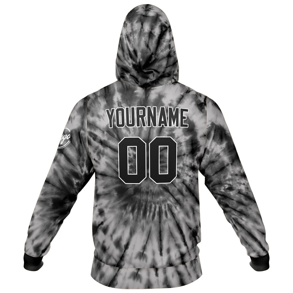 Benutzerdefiniert Krawattenfärben Sport-Hoodie-Oberteil und Hosen-Set Schwarz