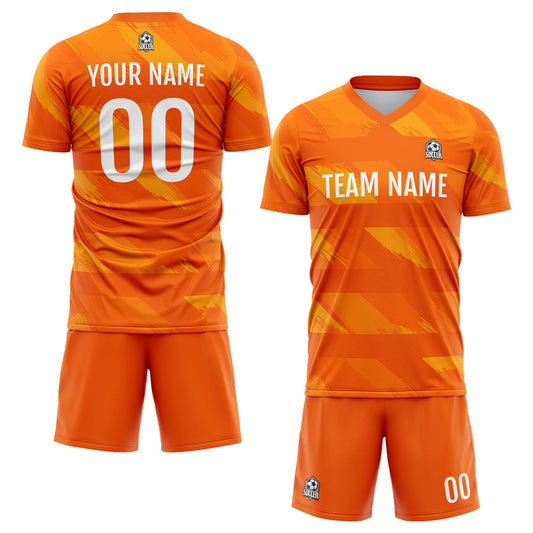 Benutzerdefinierte Fußball Trikots für Männer Frauen Personalisierte Fußball Uniformen für Erwachsene und Kind Orange