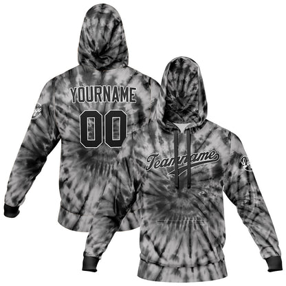 Benutzerdefiniert Krawattenfärben Sport-Hoodie-Oberteil und Hosen-Set Schwarz