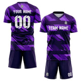 Benutzerdefinierte Fußballuniform Jersey Kinder Erwachsene Personalisiertes Set Jersey Shirt Violett