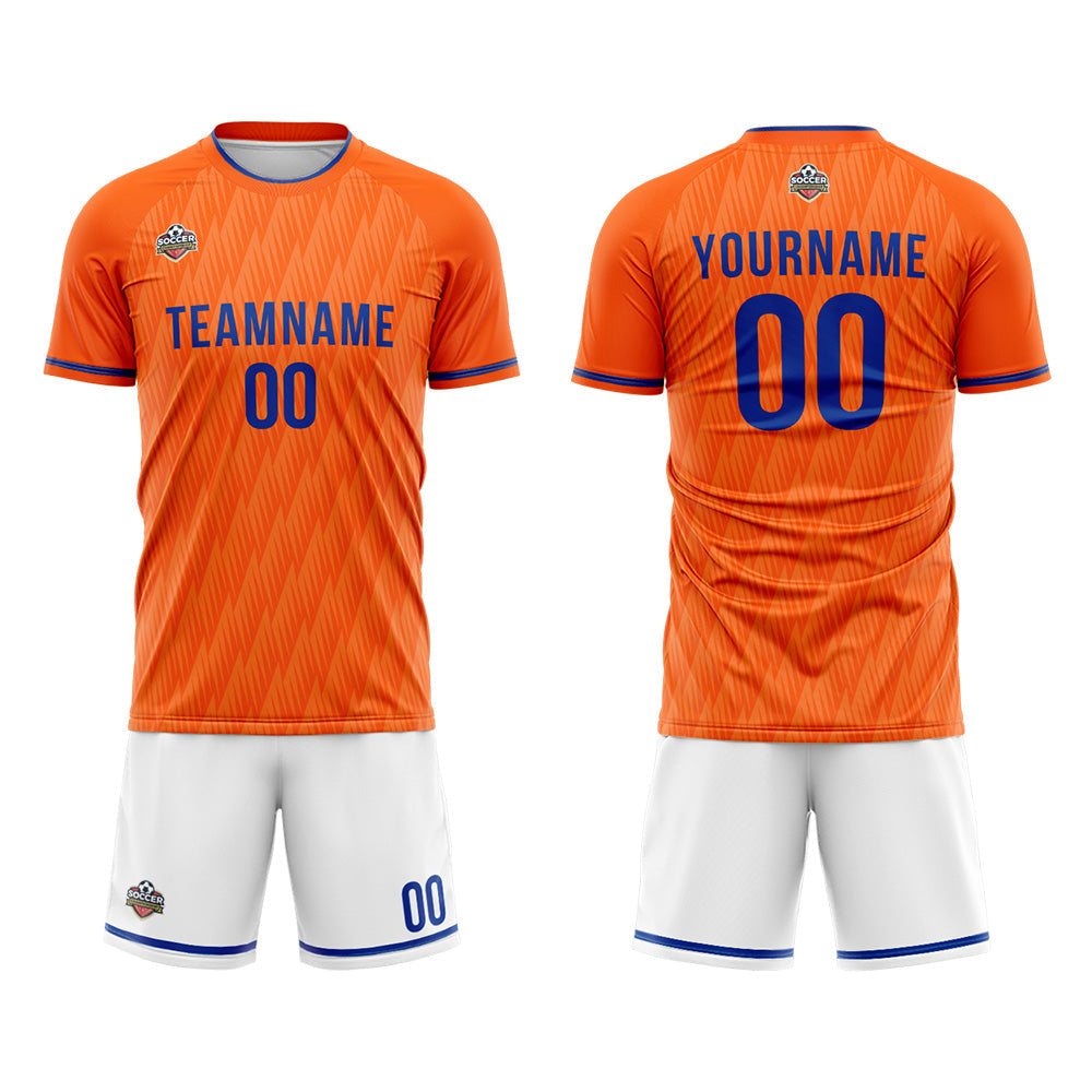 Benutzerdefinierte Fußball Trikots für Männer Frauen Personalisierte Fußball Uniformen für Erwachsene und Kind Orange-Weiß