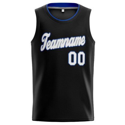 Benutzerdefinierte Authentisch  Basketball Trikot Schwarz-Weiß-Grau- königlich