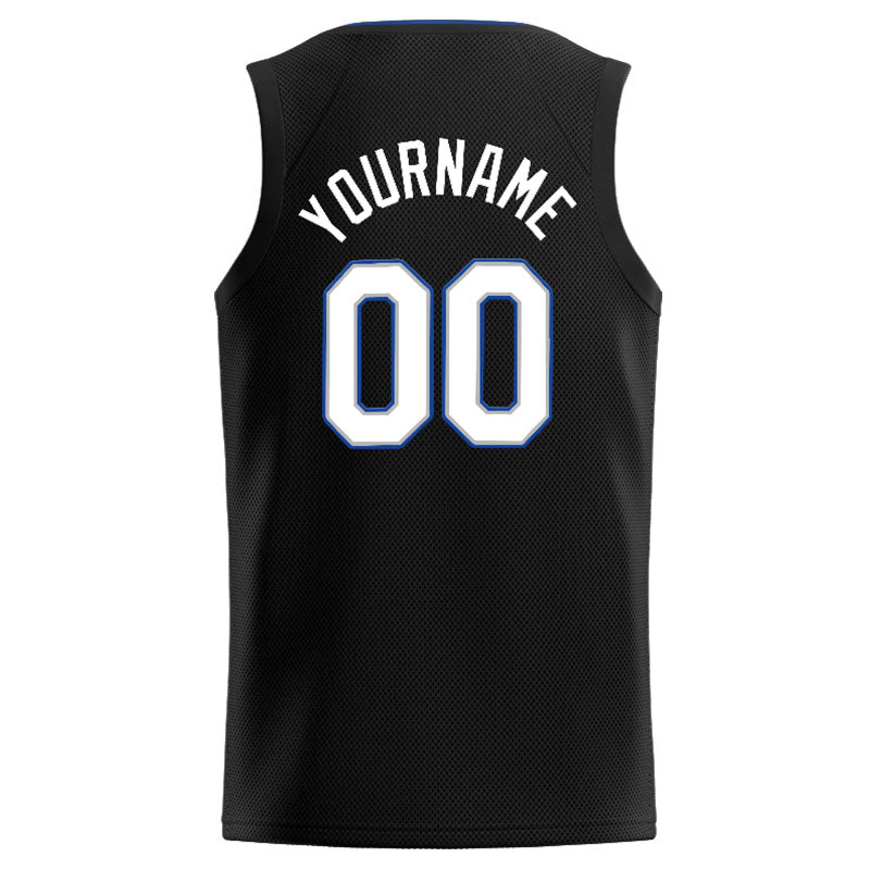 Benutzerdefinierte Authentisch  Basketball Trikot Schwarz-Weiß-Grau- königlich