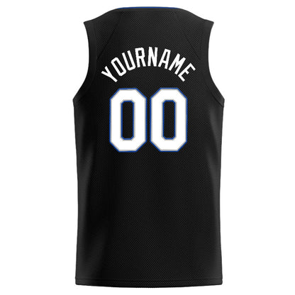 Benutzerdefinierte Authentisch  Basketball Trikot Schwarz-Weiß-Grau- königlich