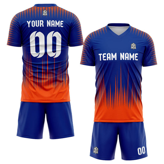 Benutzerdefinierte Fußballuniform Jersey Kinder Erwachsene Personalisiertes Set Jersey Shirt Blau