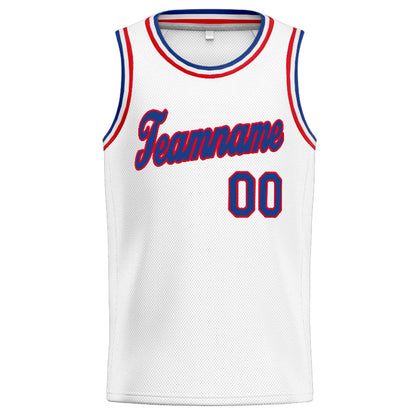 Benutzerdefinierte Authentisch  Basketball Trikot Weiß- königlich -Rot