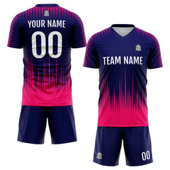 Benutzerdefinierte Fußball Trikots für Männer Frauen Personalisierte Fußball Uniformen für Erwachsene und Kind Marine&Rosa