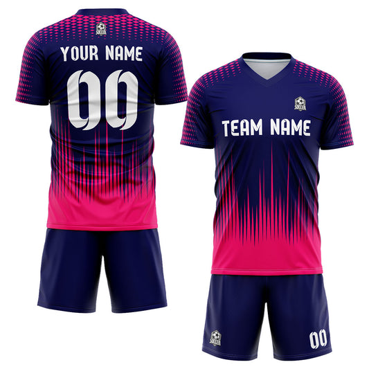 Benutzerdefinierte Fußballuniform Jersey Kinder Erwachsene Personalisiertes Set Jersey Shirt Violett