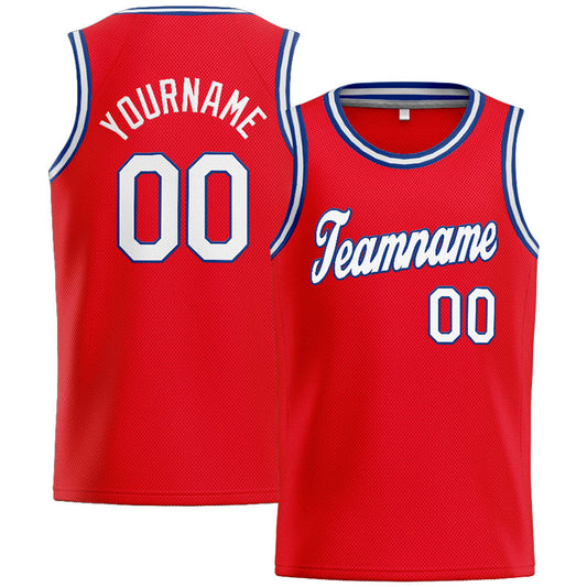 Benutzerdefinierte Authentisch  Basketball Trikot Rot- Weiß- königlich