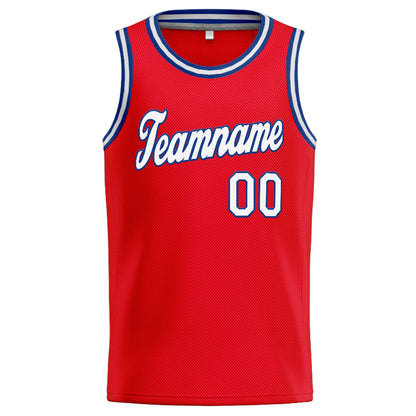 Benutzerdefinierte Authentisch  Basketball Trikot Rot- Weiß- königlich