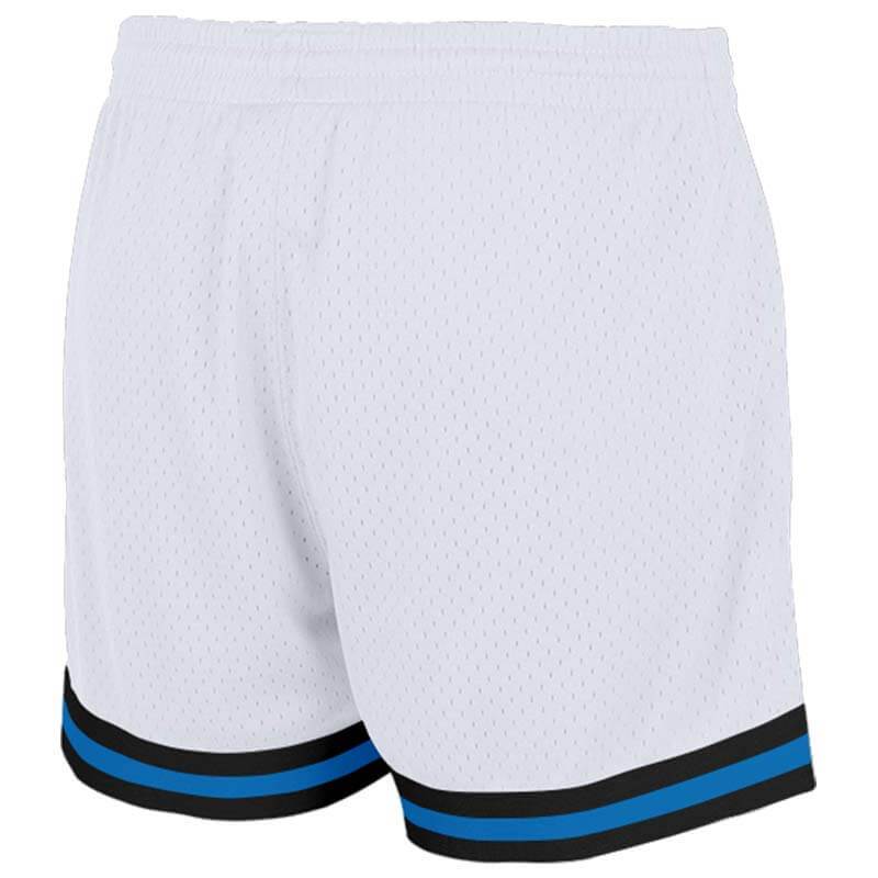 Benutzerdefiniert Authentisch Basketball Kurze Hose Weiß-Hellblau-Schwarz