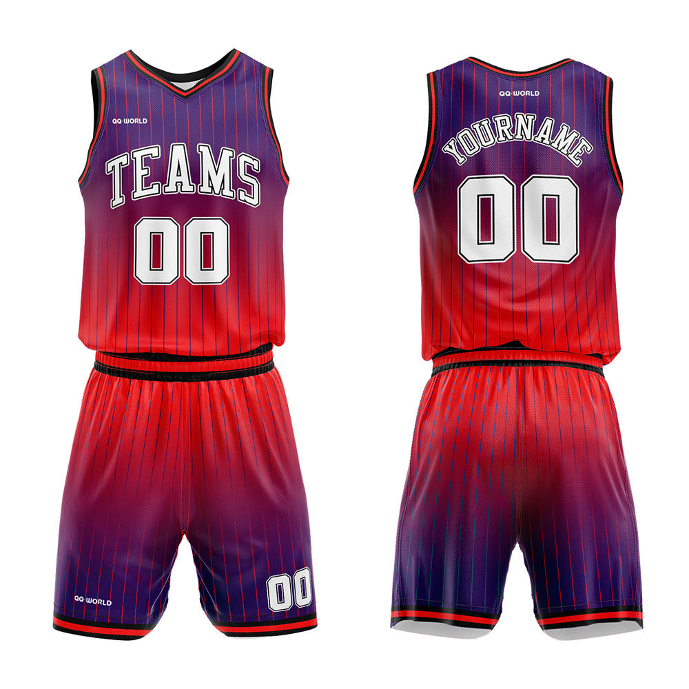 Benutzerdefinierter Streifen Gradient Basketballanzug für Erwachsene und Kinder Personalisiertes Trikot