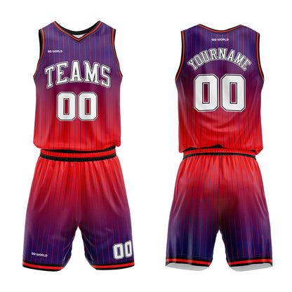 Benutzerdefinierter Streifen Gradient Basketballanzug für Erwachsene und Kinder Personalisiertes Trikot