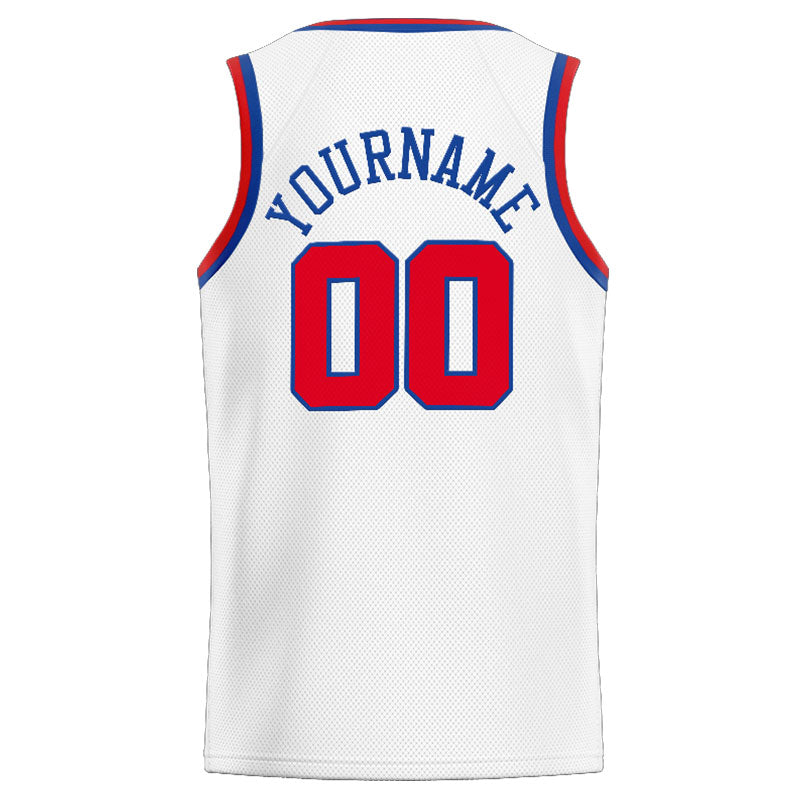 Benutzerdefinierte Authentisch  Basketball Trikot Weiß Rot- königlich