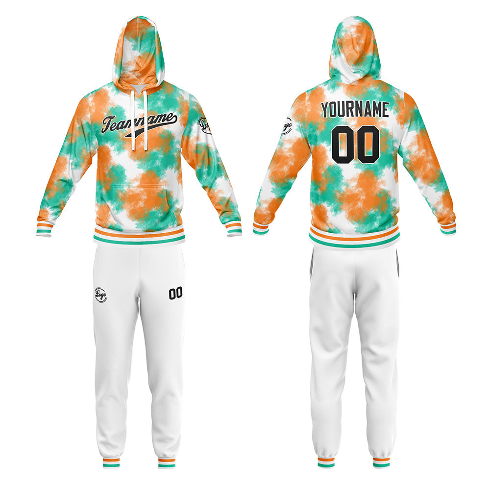 Benutzerdefiniert gebatikt Sport-Hoodie-Oberteil und Hosen-Set