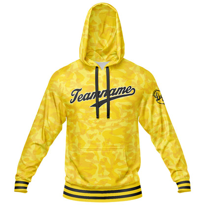 Benutzerdefiniert Tarnung Sport Jersey Satz Trainingsanzug Zur Seite fahren Kapuzenpullover Oberteile und Hose Satz Gelb