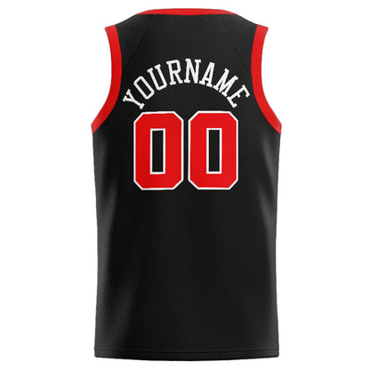 Benutzerdefinierte Authentisch  Basketball Trikot Schwarz-Rot-Weiß