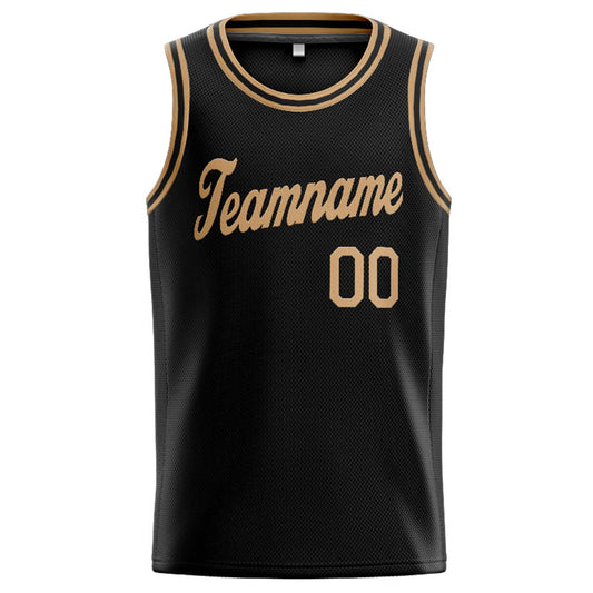 Benutzerdefinierte Authentisch  Basketball Trikot Schwarz- Gold